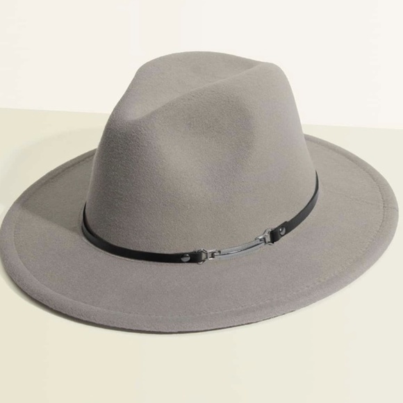 Bellanblue Accessories - Grey Belted Trendy Fedora Hat Minimalist